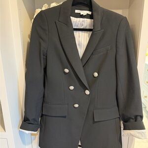 Veronica Beard Charcoal Double-Breasted Blazer